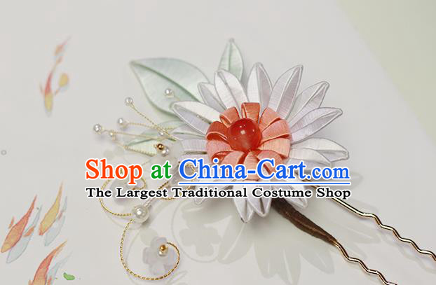 Chinese Traditional Silk Chrysanthemum Hair Stick Ancient Princess Flowers Hairpin Hair Accessories