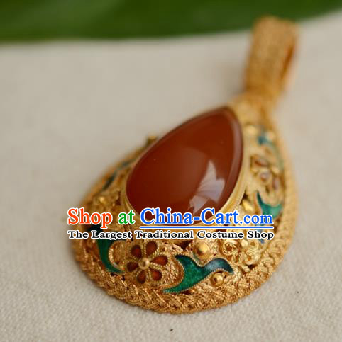 China Traditional Cloisonne Jewelry Accessories Ancient Qing Dynasty Agate Necklace Pendant