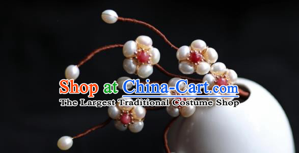 Chinese Traditional Hanfu Hairpin Ancient Princess Pearls Plum Blossom Hair Stick