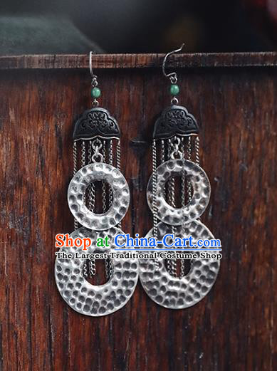 Handmade Chinese Traditional Tassel Ear Jewelry Classical Cheongsam Earrings Accessories Silver Eardrop