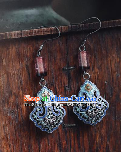 Handmade Chinese Traditional Blueing Ear Jewelry Classical Cheongsam Earrings Accessories Silver Eardrop