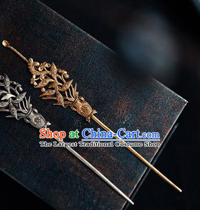 China Handmade Hair Accessories Golden Hair Stick Traditional Hanfu Earpick Hairpin