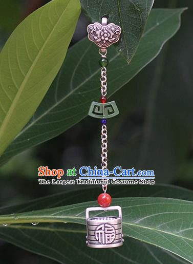 Chinese Classical Silver Brooch Handmade National Jade Breastpin Pendant Cheongsam Jewelry Accessories
