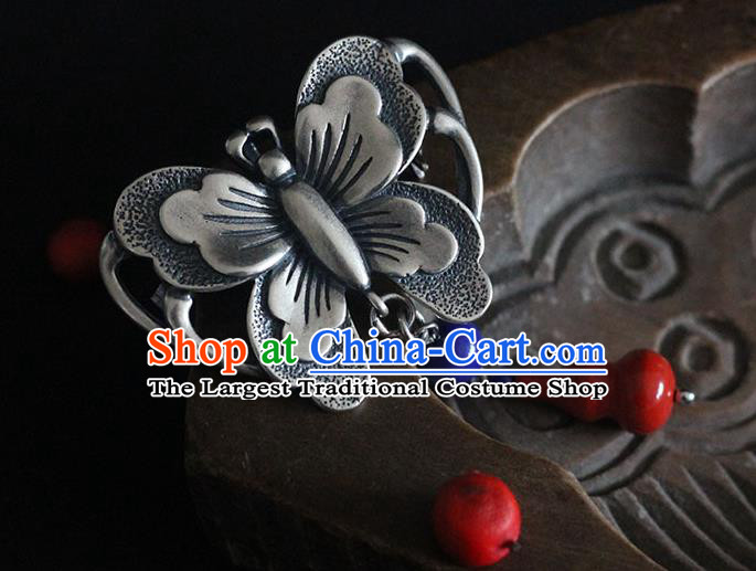 Chinese Handmade National Silver Butterfly Breastpin Pendant Cheongsam Jewelry Accessories Classical Red Gourd Brooch