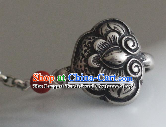 Chinese Handmade National Cinnabar Gourd Breastpin Pendant Cheongsam Jewelry Accessories Classical Silver Brooch
