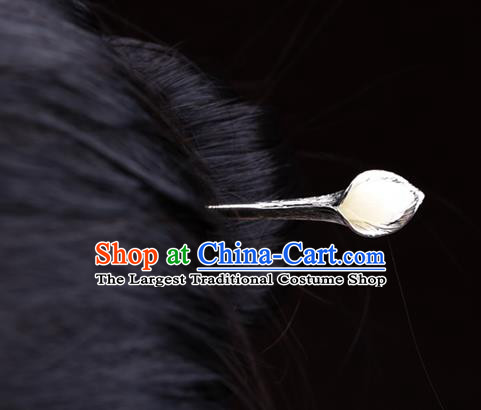 China National Jade Magnolia Hairpin Handmade Hair Jewelry Accessories Traditional Cheongsam Silver Hair Stick