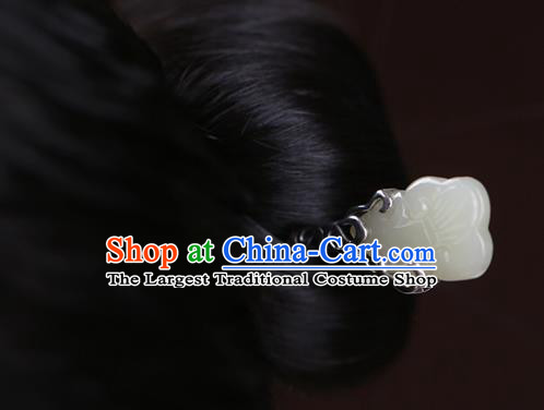 China National Silver Hairpin Handmade Hair Jewelry Accessories Traditional Cheongsam Hetian Jade Hair Stick