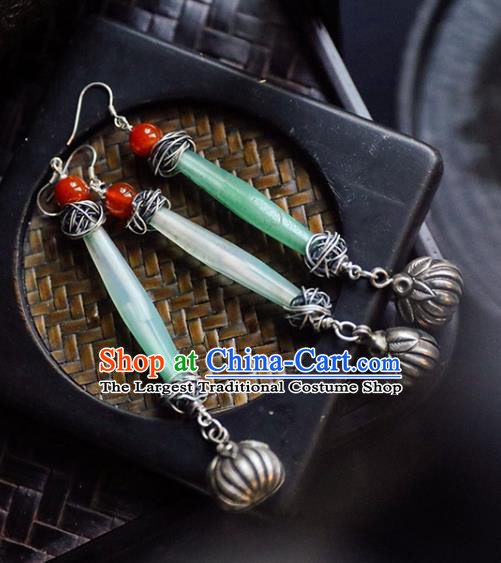 Handmade Chinese Traditional Coloured Glaze Eardrop Classical Cheongsam Earrings Accessories Silver Ear Jewelry