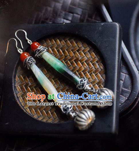 Handmade Chinese Traditional Coloured Glaze Eardrop Classical Cheongsam Earrings Accessories Silver Ear Jewelry