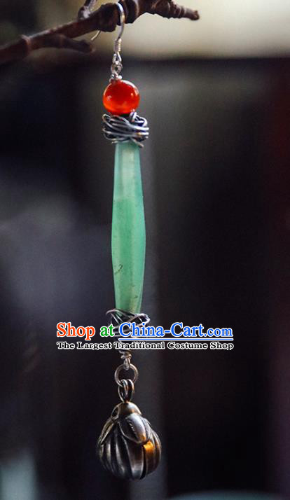 Handmade Chinese Traditional Coloured Glaze Eardrop Classical Cheongsam Earrings Accessories Silver Ear Jewelry