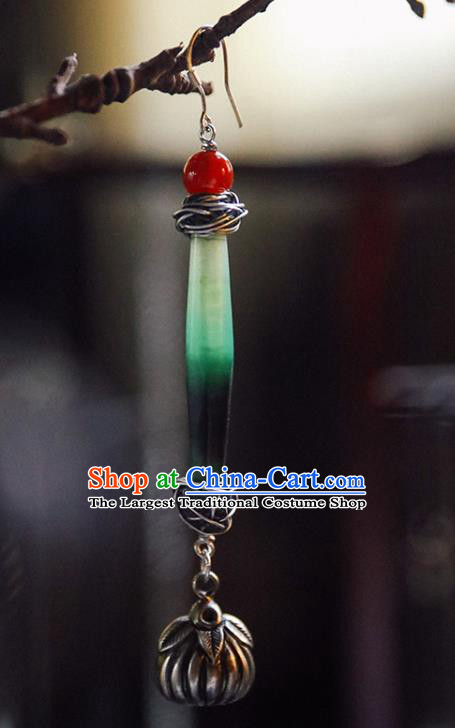 Handmade Chinese Traditional Coloured Glaze Eardrop Classical Cheongsam Earrings Accessories Silver Ear Jewelry
