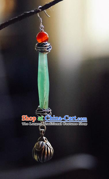 Handmade Chinese Traditional Coloured Glaze Eardrop Classical Cheongsam Earrings Accessories Silver Ear Jewelry