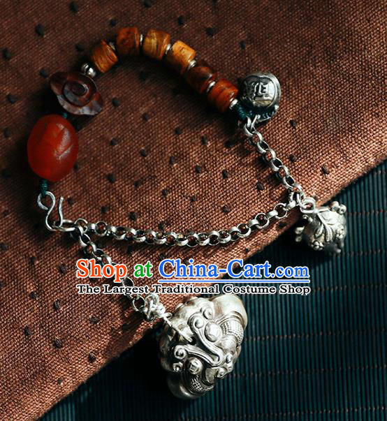 China Traditional Silver Bracelet Accessories Classical Bangle Wristlet Jewelry