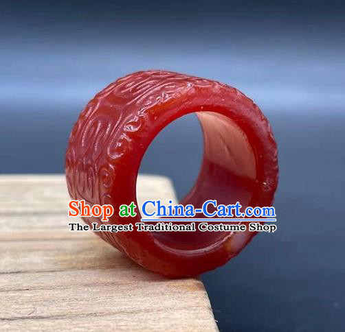 China National Carving Ring Handmade Jewelry Accessories Traditional Agate Thimble