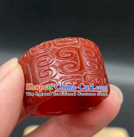 China National Carving Ring Handmade Jewelry Accessories Traditional Agate Thimble