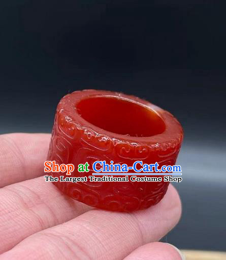 China National Carving Ring Handmade Jewelry Accessories Traditional Agate Thimble