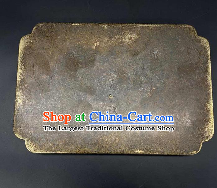 Handmade Chinese Lacquer Painting Tray Ornaments Traditional Brass Salver Accessories Teaboard