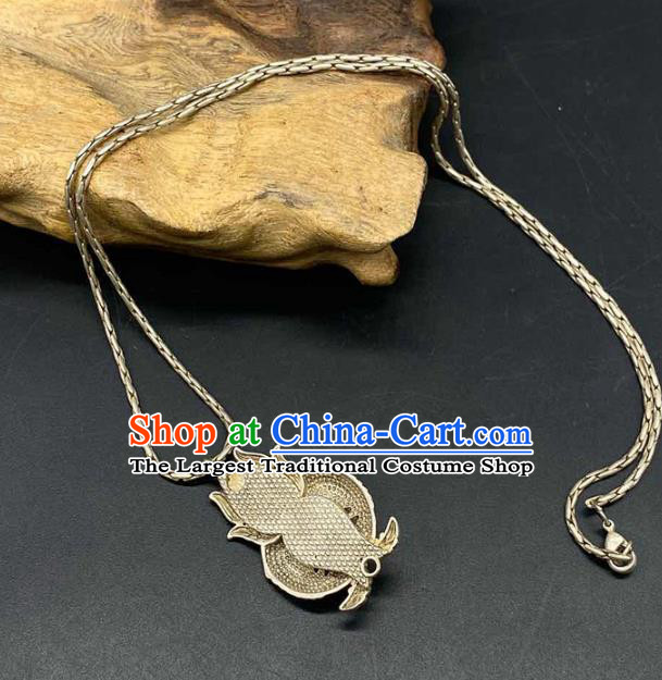 Chinese Handmade National Silver Necklace Pendant Jewelry Classical Ethnic Necklet Accessories