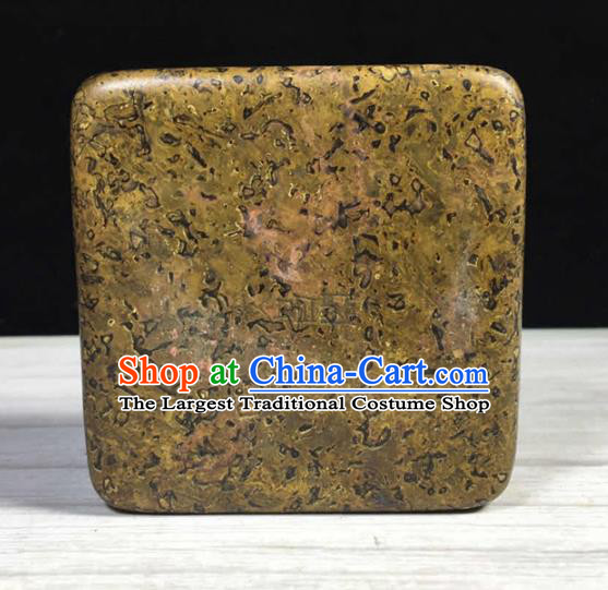 Handmade Chinese Painting Orchid Ink Box Ornaments Traditional Brass Craft Ink Pad