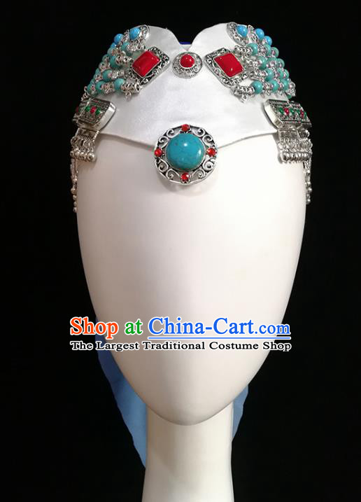 China Handmade Mongolian Ethnic Bowl Dance Hair Accessories Traditional Mongol Nationality Folk Dance Hat