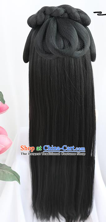 China Traditional Ming Dynasty Wiggery Headdress Handmade Ancient Country Lady Wig Sheath Hair Clasp