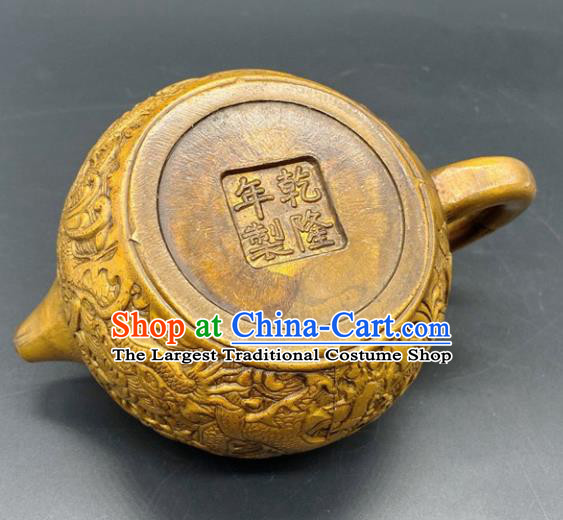 Handmade Chinese Carving Dragon Teapot Ornaments Traditional Brass Craft Copper Kettle