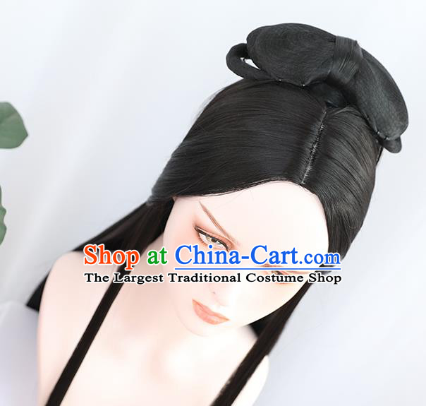 China Traditional Tang Dynasty Wiggery Headdress Handmade Ancient Palace Princess Wig Sheath