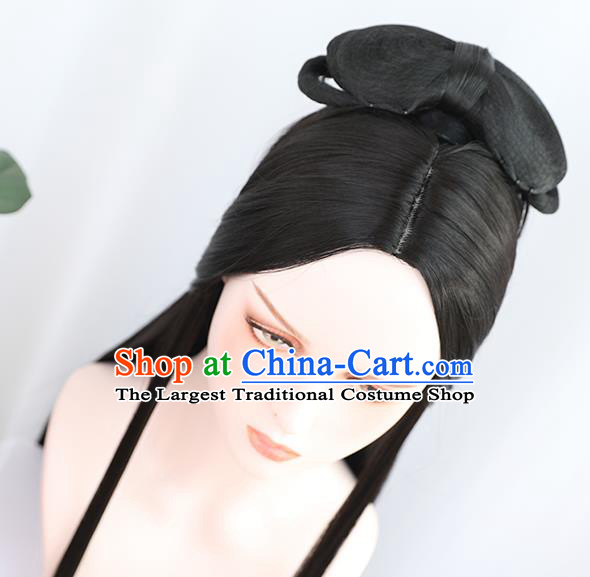 China Traditional Tang Dynasty Wiggery Headdress Handmade Ancient Palace Princess Wig Sheath