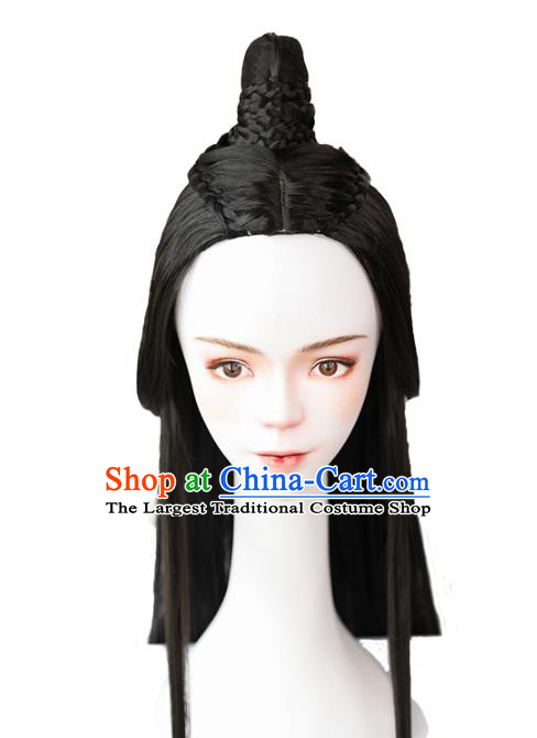 Handmade Chinese Ancient Prince Wig Chignon Traditional Jin Dynasty Swordsman Hair Accessories Wigs