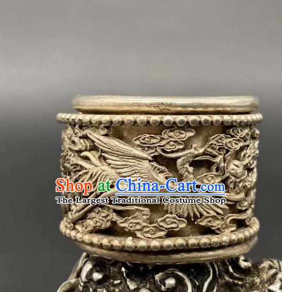 China National Silver Carving Dragon Ring Handmade Jewelry Accessories Traditional Thimble Circlet