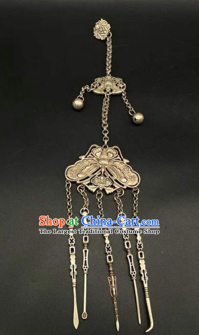 Chinese Handmade National Silver Pendant Jewelry Classical Ethnic Accessories Tassel Brooch