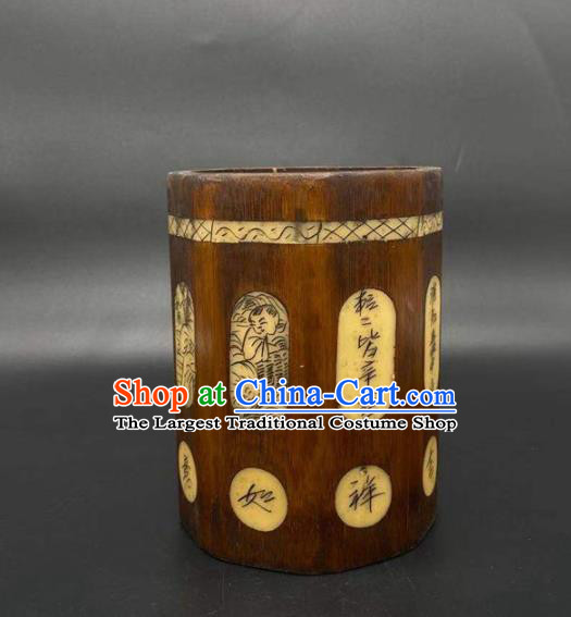 China Traditional Bamboo Brush Pot Handmade Tubular Penrack