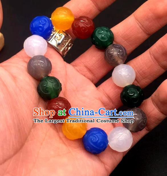 China National Colorful Beads Bracelet Handmade Jewelry Accessories Traditional Agate Bangle