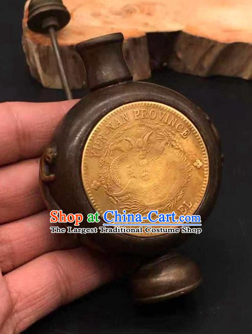 Handmade Chinese Carving Pi Xiu Snuff Bottle Ornaments Brass Accessories