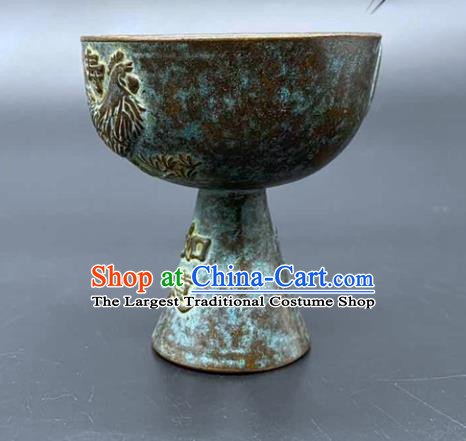 Handmade Chinese Wine Cup Ornaments Traditional Brass Craft Liqueur Cup