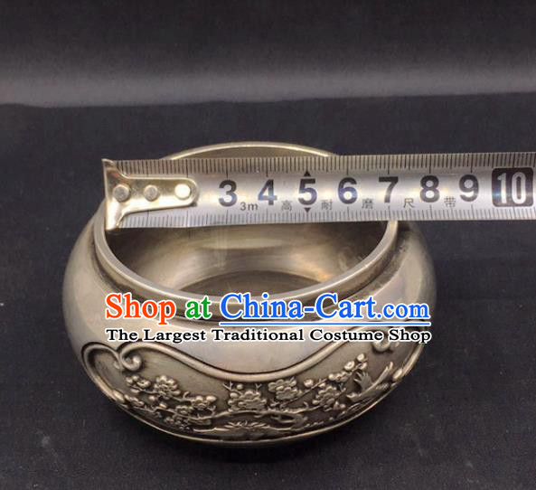 Handmade Chinese Carving Plum Blossom Censer Ornaments Traditional Brass Incense Burner Cupronickel Accessories