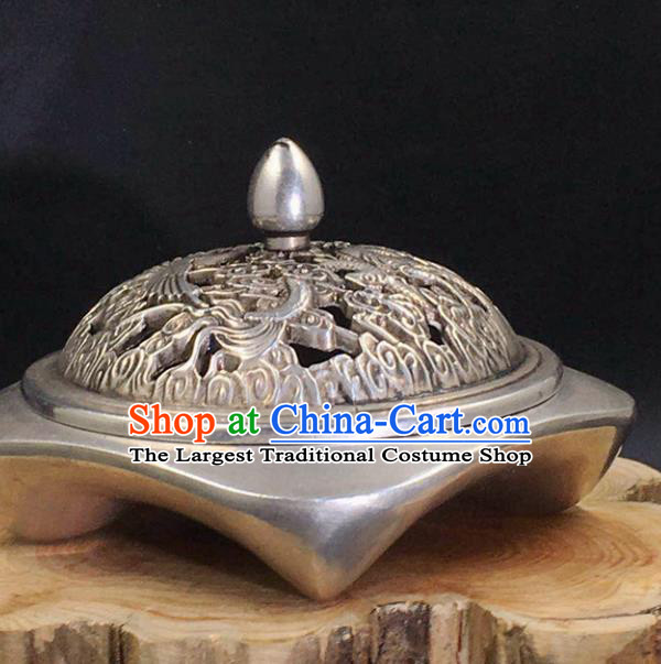 Handmade Chinese Traditional Brass Incense Burner Cupronickel Accessories Carving Dragon Phoenix Censer Ornaments