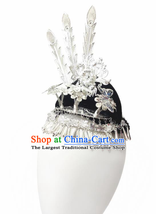 China Handmade Miao Ethnic Women Folk Dance Hair Accessories Traditional Dong Nationality Argent Hair Crown