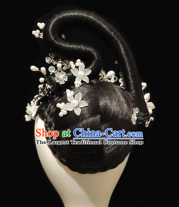 China Classical Dance Hair Accessories Traditional Umbrella Dance Wig Chignon