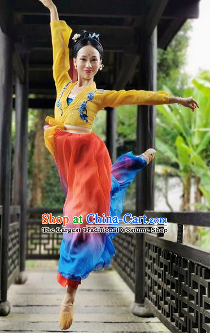 Traditional China Classical Dance Stage Show Costumes Fan Dance Clothing Opening Dance Outfits