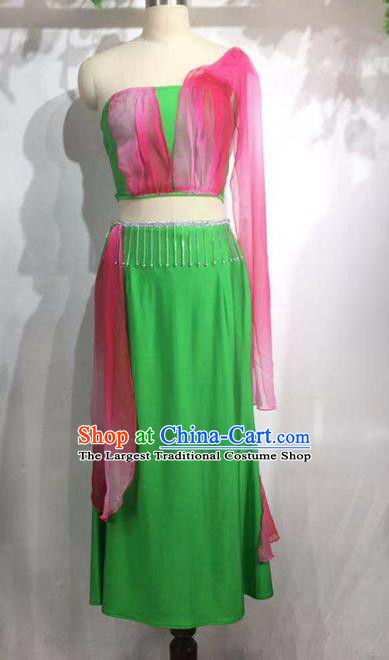 China Dai Ethnic Women Folk Dance Green Outfits Traditional Dai Nationality Peacock Dance Clothing