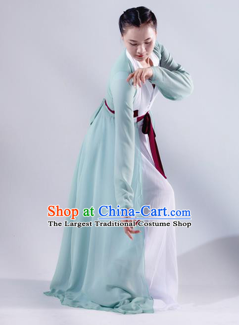 Traditional Chinese Korean Nationality Folk Dance Light Green Dress Classical Dance Stage Performance Clothing