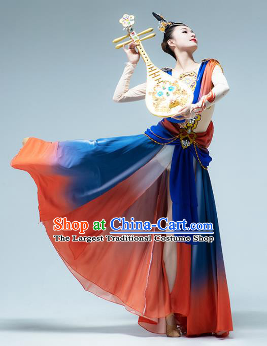 Traditional China Classical Dance Outfits Flying Apsaras Group Dance Stage Show Costume