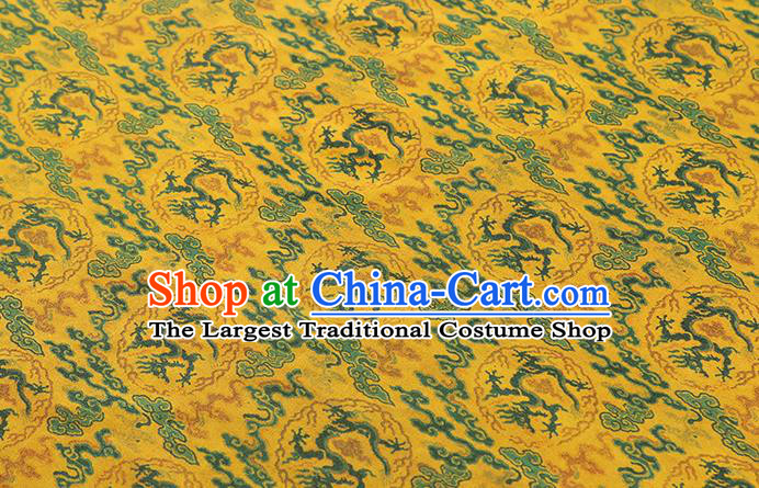 Chinese Royal Dragon Pattern Yellow Song Brocade Gambiered Guangdong Gauze Traditional Cheongsam Silk Fabric