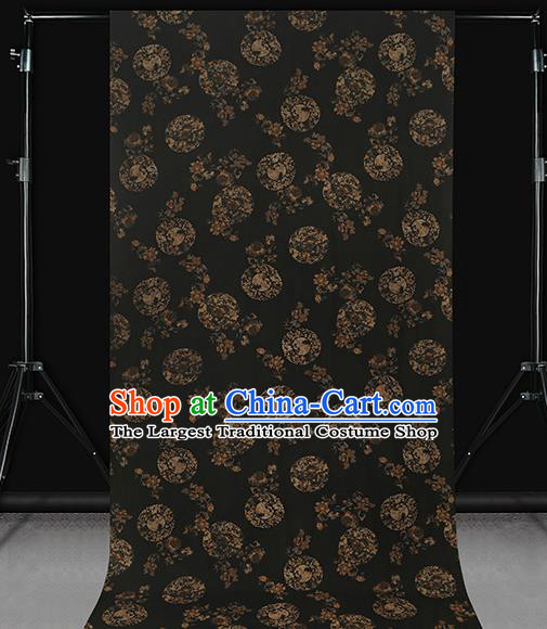 Chinese Royal Peony Pattern Brocade Traditional Cheongsam Silk Fabric Black Gambiered Guangdong Gauze