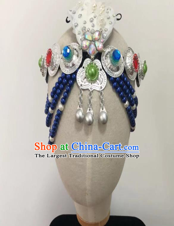 China Traditional Mongolian Ethnic Stage Performance Headwear Mongol Nationality Folk Dance Hair Accessories