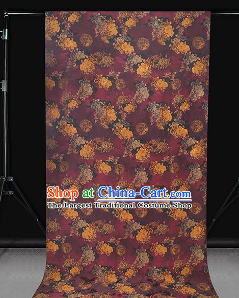 Chinese Purple Gambiered Guangdong Gauze Royal Peony Pattern Cheongsam Cloth Drapery Traditional Jacquard Silk Fabric