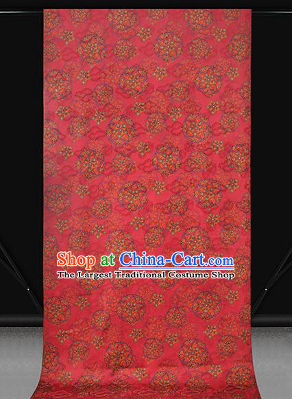 Chinese Red Brocade Cloth Drapery Royal Hydrangea Pattern Gambiered Guangdong Gauze Traditional Cheongsam Silk Fabric
