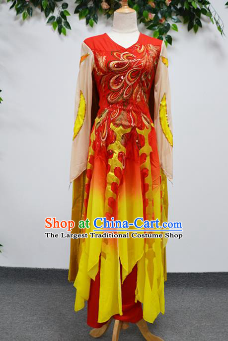 China Opening Dance Stage Performance Outfits Traditional Folk Dance Costume Drum Dance Clothing