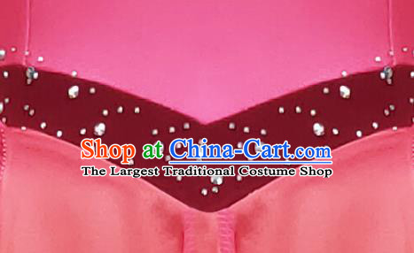 China Traditional Xinjiang Ethnic Stage Performance Clothing Uyghur Nationality Dance Rosy Dress